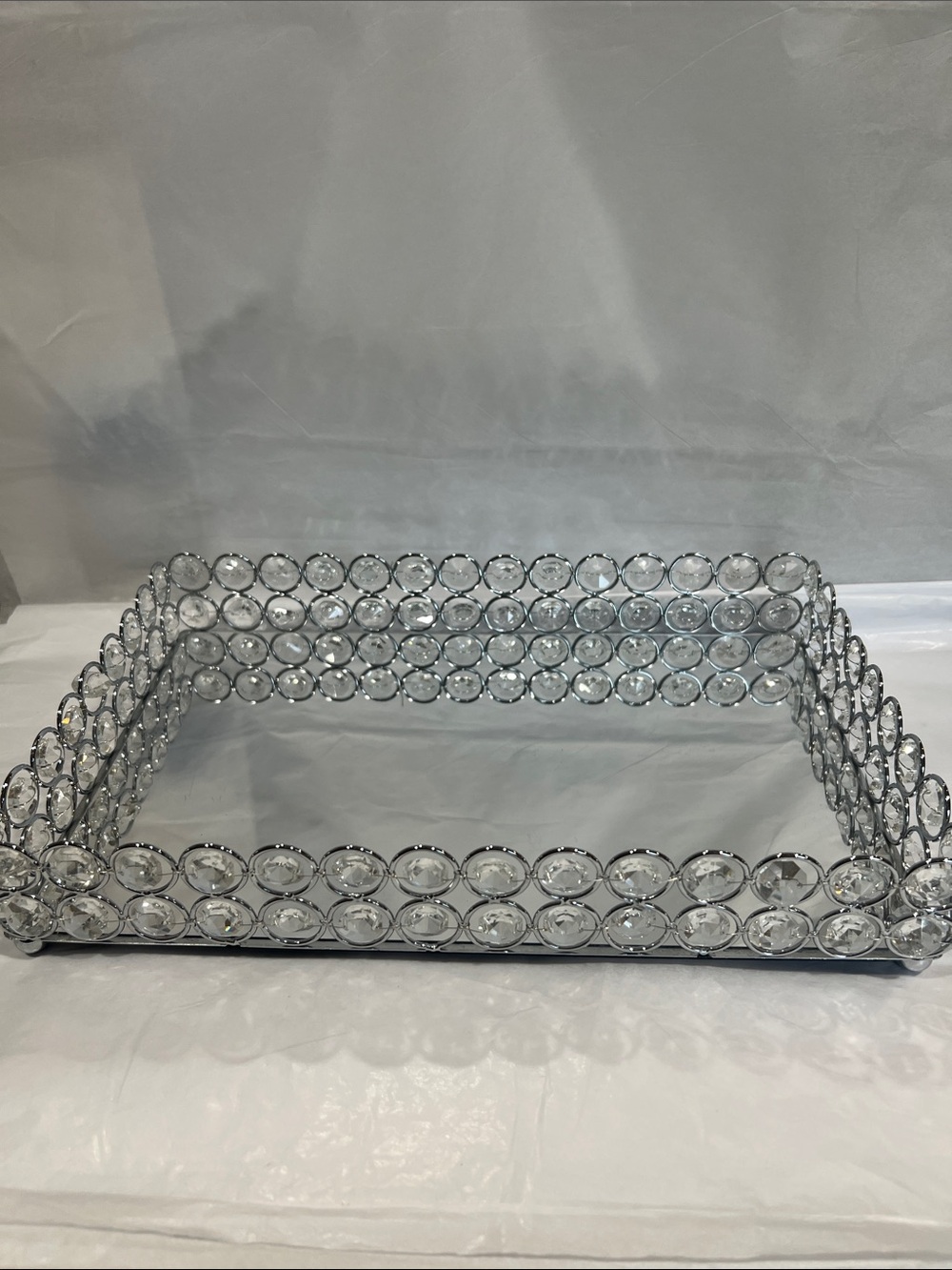 Crystal-Accent Rectangular Vanity Tray - Clear